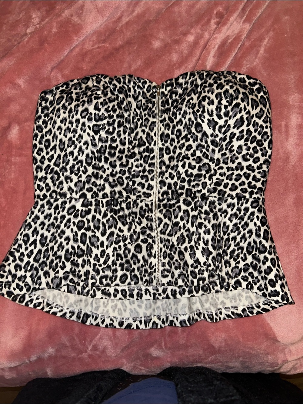 Love Culture Black & White Leopard Print Strapless Bustier